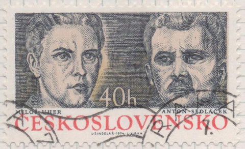 Sello E01864: hoja 122, Checoslovaquia: Sello Gris y amarillo, dentado. Heroes Partisanos Checoslovacos.  Milos Uher y Anton Sedlacek, 40 Haleru