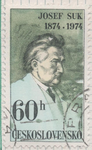 Sello E01859: hoja 122, Checoslovaquia: Sello Verde, gris yazul, dentado. Personajes. Bedřich Smetana,1824-1884.Compositor, 60 Haleru