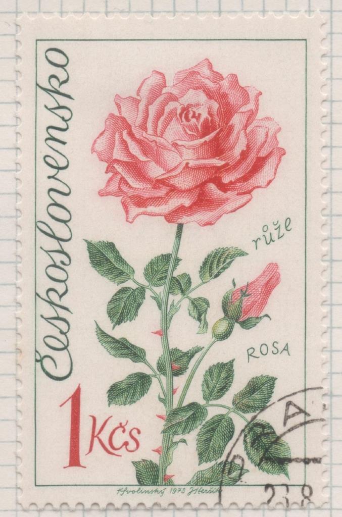 Sello E01823: hoja 119, Checoslovaquia: Selo Rosa y verde, dentado. Exposición Floral de Olomouc. Rosa, 1 Koruna