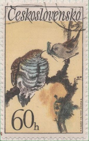 Sello E01786: hoja 117, Checoslovaquia: Sello Multicolor, dentado. Pájaros Cantores.  Cuco. Cuculus canorus, 60 Haleru
