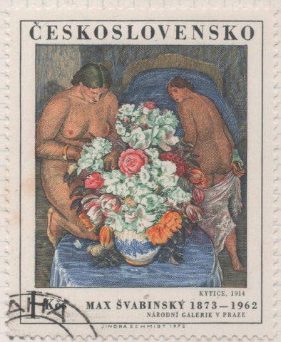 Sello E01779: hoja 116, Checoslovaquia: Sello Multicolor, dentado. Pinturas de la Galería Nacional de Praga. Ramo. Max Švabinský. 1914,1 Koruna