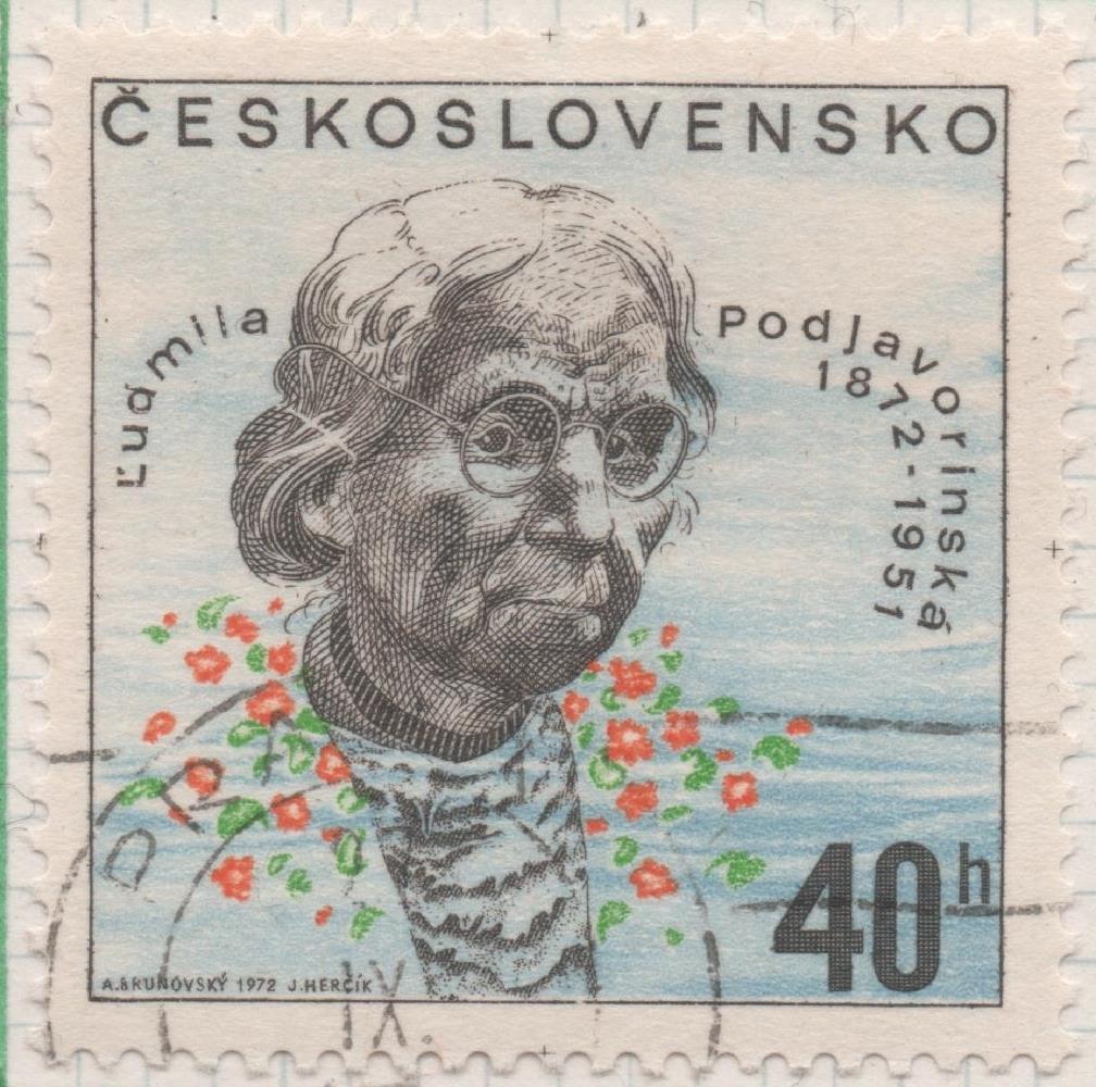 Sello E01775: hoja 116, Checoslovaquia: Sello Multicolor, dentado. Personajes Célebres. L. Podjavorinská,1872-1951.Escritora, 40 Haleru