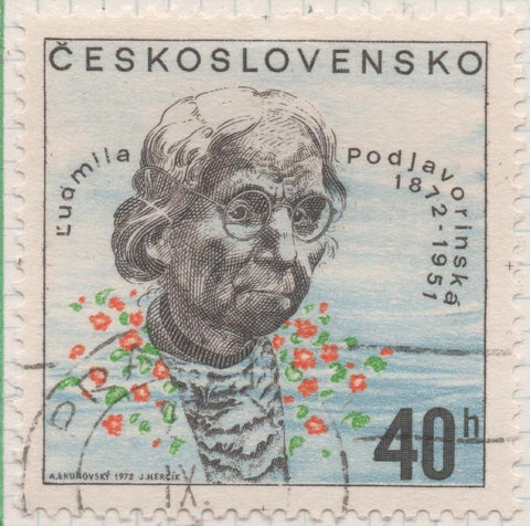 Sello E01775: hoja 116, Checoslovaquia: Sello Multicolor, dentado. Personajes Célebres. L. Podjavorinská,1872-1951.Escritora, 40 Haleru