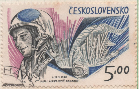 Sello E01814: hoja 118, Checoslovaquia: Sello Multicolor, dentado. Día de la Cosmonáutica.  Yury Gagarin (11¾), 5 Koruny