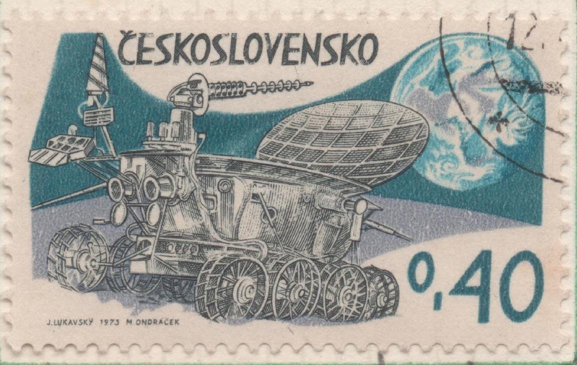 Sello E01811: hoja 118, Checoslovaquia: Sello Gris y azul, dentado. Día de la Cosmonáutica. Vehículo lunar "Lunokhod", 40 Haleru