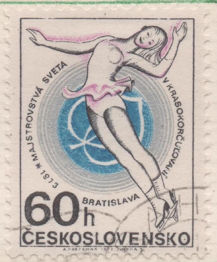 Sello E01799: hoja 118, Checoslovaquia: Sello Multicolor, dentado. Deportes. Mundial de Patinaje Artístico, 60 Haleru