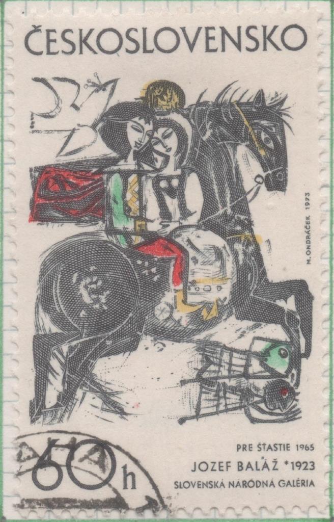 Sello E01793: hoja 117, Checoslovaquia: Sello Multicolor, dentado. Artes Gráfico. Por la fortuna. Josef Baláž. 1965, 60 Haleru