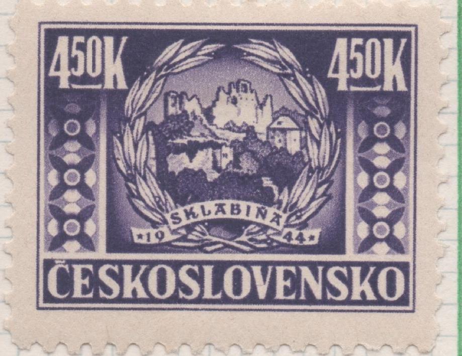 Sello E00364: hoja 27, Checoslovaquia: Sello Violeta oscuro dentado. 1er Aniv. Revolución Eslovaca, 4,50 Koruny