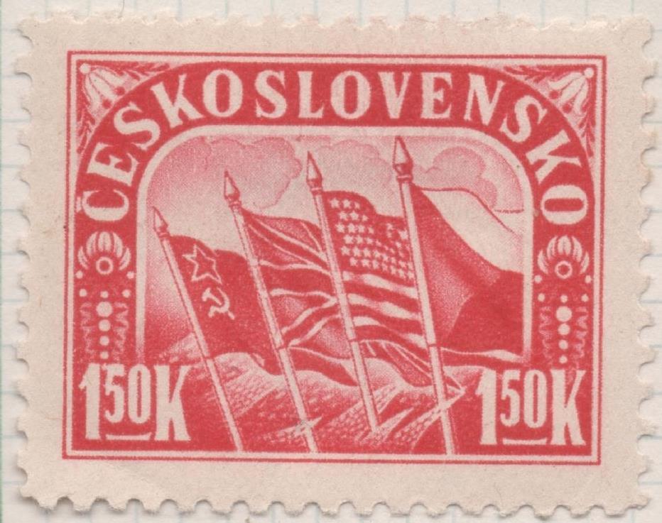 Sello E00361: hoja 27, Checoslovaquia: Sello Rojo dentado. 1er Aniv. Revolución Eslovaca, 1,50 Koruna