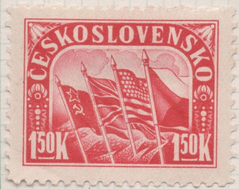 Sello E00361: hoja 27, Checoslovaquia: Sello Rojo dentado. 1er Aniv. Revolución Eslovaca, 1,50 Koruna