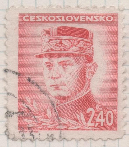 Sello E00351: hoja 26, Checoslovaquia: Sello Rojo dentado. Emisión de Londres. Personajes, 2,40 