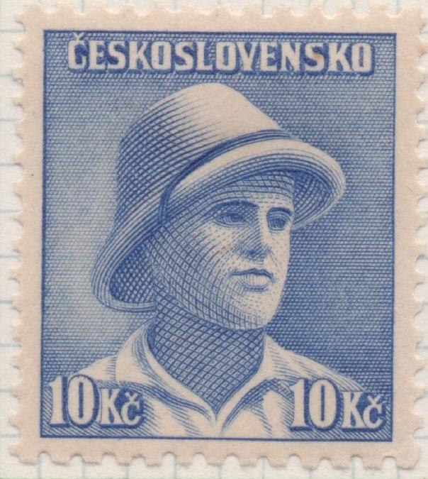Sello E00342: hoja 26, Checoslovaquia: Sello Azul dentado. Emisiones de Londres Sodados Celebres, 10 Korun