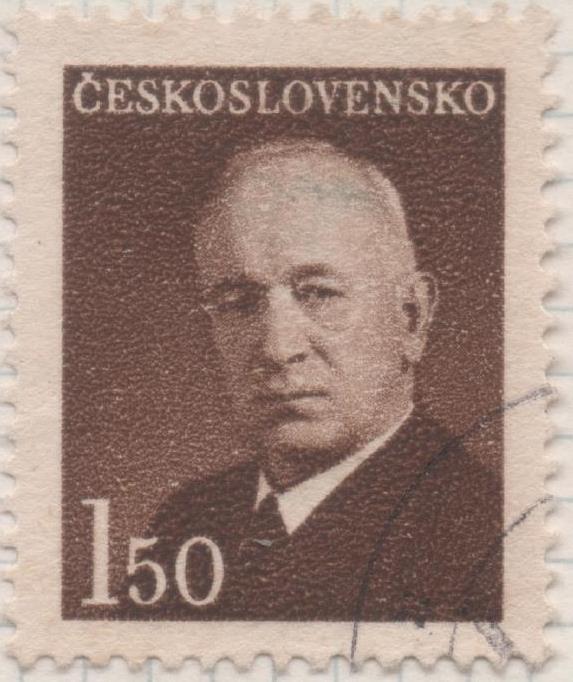 Sello E00398: hoja 28, Checoslovaquia: Sello Marron dentado. Presidente Benes, 1,50