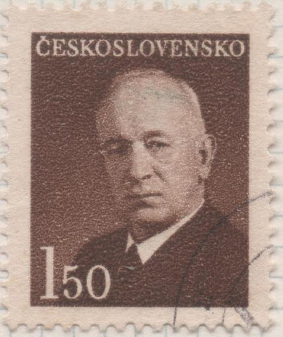 Sello E00398: hoja 28, Checoslovaquia: Sello Marron dentado. Presidente Benes, 1,50