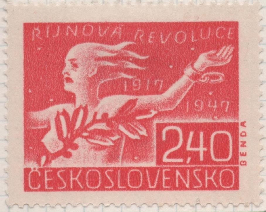 Sello E00396: hoja 28, Checoslovaquia: Sello Rojo dentado. Aniv. Revolución Rusa, 2,40