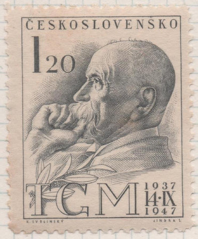 Sello E00394: hoja 28, Checoslovaquia: Sello Gris dentado. Aniv. Muerte de Masaryk, 1,20