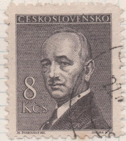 Sello E00380: hoja 28, Checoslovaquia: Sello Gris dentado. Presidente E. Benes, 8 Koruny