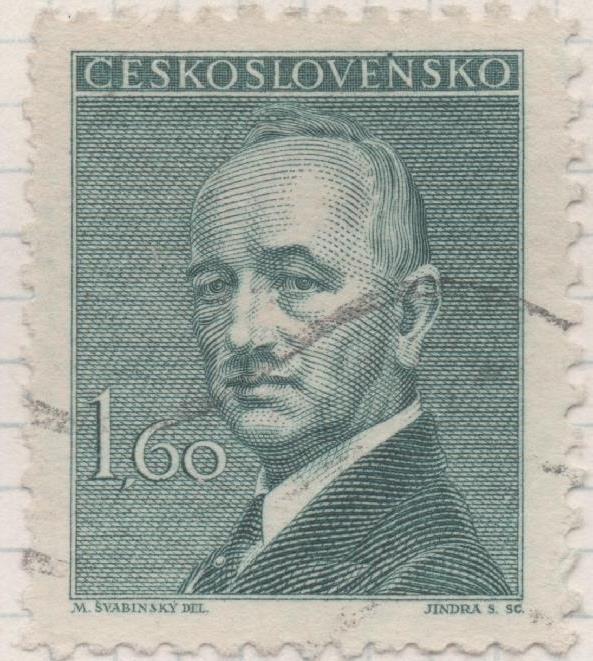 Sello E00378: hoja 28, Checoslovaquia: Sello  Verde grisaceo dentado. Presidente E. Benes, 1,60 Haleru