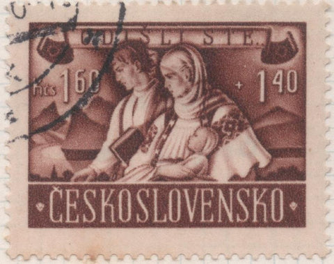 Sello E00374: hoja 27, Checoslovaquia: Sello Marron dentado. En hono a los repatriadosm, 1,60+1,40