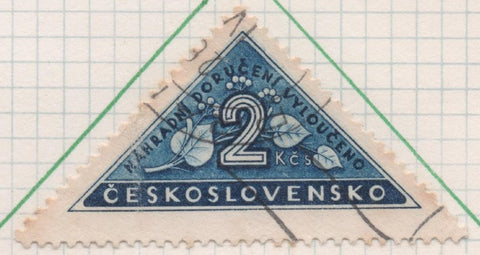 Sello E00373: hoja 27, Checoslovaquia: Sello Triangulo Azul dentado. Devolución postal, 2 Kcs