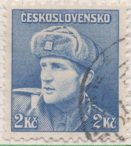 Sello E00337: hoja 26, Checoslovaquia: Sello Azul dentado.Emisiones de Londres  Soldados Famosos, 2 Koruny