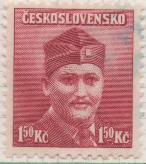 Sello E00336: hoja 26, Checoslovaquia: Sello Granate dentado. Emisiones de Londres Sodados Celebres, 1,50 Koruna