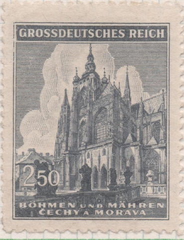 Sello E00301: hoja 24, Checoslovaquia: Sello Gris dentado. Catedral San Vitus (Praga), 250 Haleru