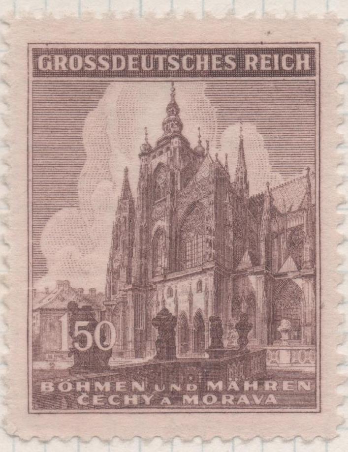 Sello E00300: hoja 24, Checoslovaquia: Sello Marron dentado. Catedral San Vitus(Praga), 150 Haleru