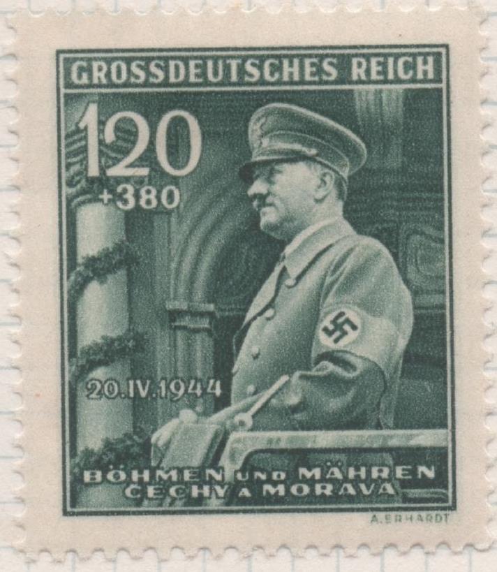 Sello E00299: hoja 24, Checoslovaquia: Sello Verde dentado. 55 Aniversario de Hitler, 120+380 haleru