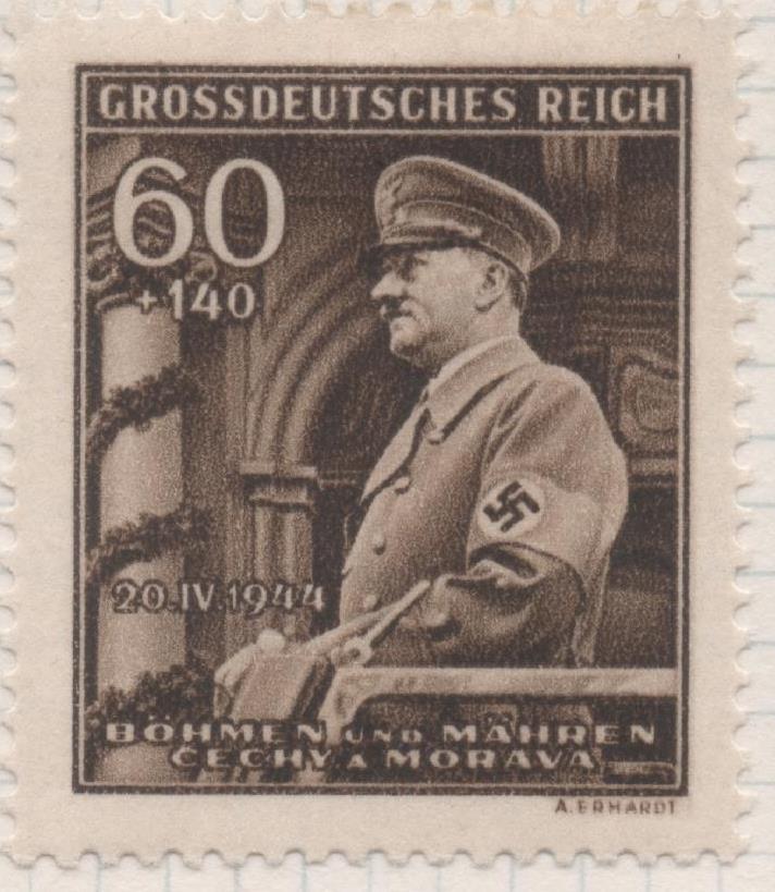 Sello E00298: hoja 24, Checoslovaquia: Sello Marron dentado. 55 Aniversario de Hitler. 60+1401 Haleru