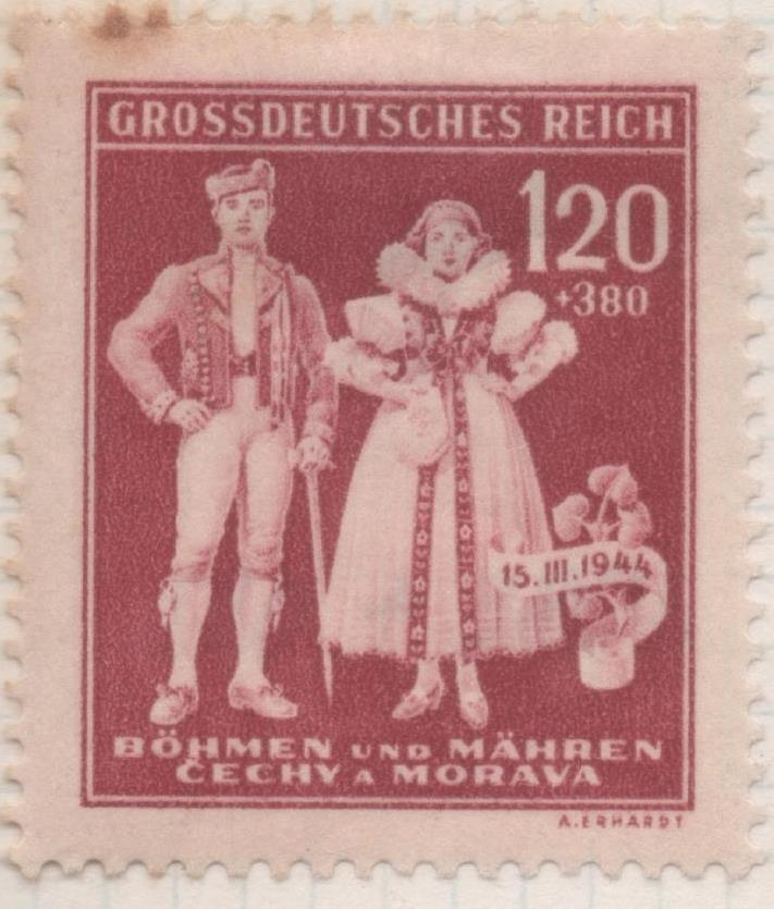 Sello E00295: hoja 24, Checoslovaquia: Sello Granate dentado. Aniversario del Protectorado, 120+380 Haleru