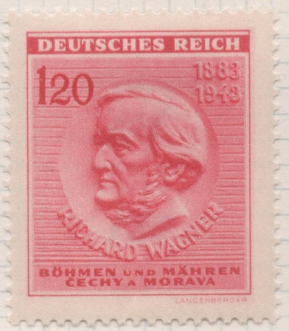 Sello E00293: hoja 24, Checoslovaquia: Sello Rojo dentado. Aniv de la Muerte de Wagner, 120 Haleru