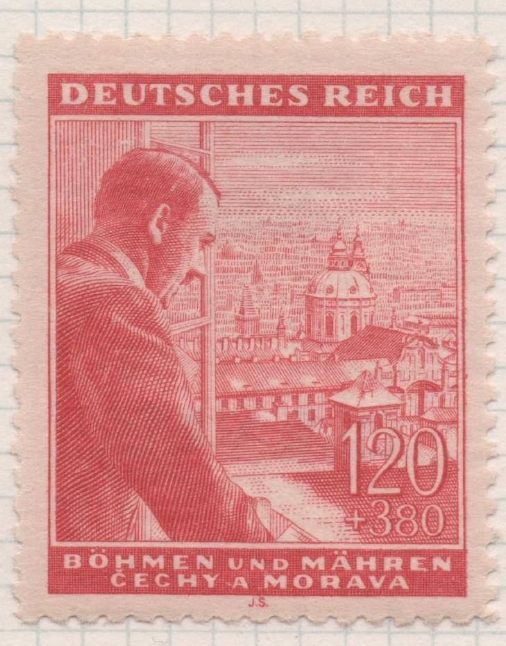 Sello E00291: hoja 24, Checoslovaquia: Sello Rojo dentado. 54 Aniv. De Hitler, 120+380