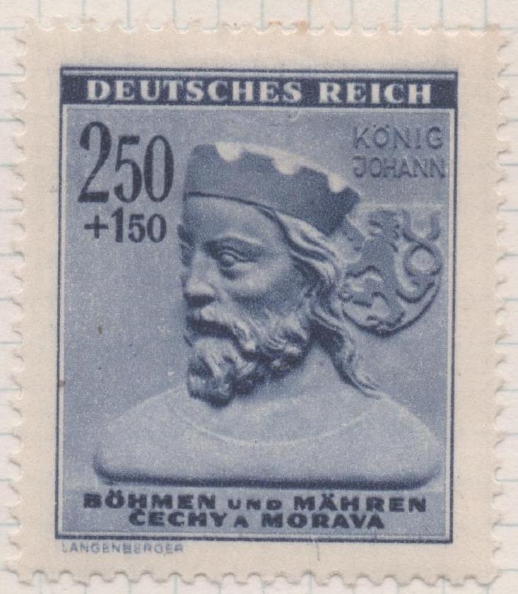 Sello E00289: hoja 24, Checoslovaquia: Sello Azul dentado. Deutsch Reich, Konig Johann, 2,50+1,50
