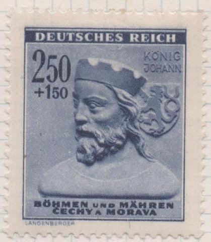 Sello E00289: hoja 24, Checoslovaquia: Sello Azul dentado. Deutsch Reich, Konig Johann, 2,50+1,50