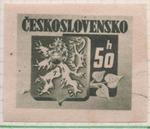Sello E00302: hoja 25, Checoslovaquia:  Sello Verde dentado. Emisión de Bratislava (Ecudos de la Republica), 50 Haleru