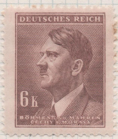 Sello E00280: hoja 23, Checoslovaquia: Sello Marron dentado.  Busto de Hitler, 6 Koruny