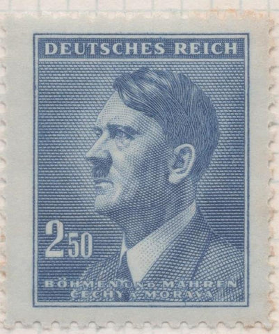 Sello E00276: hoja 23, Checoslovaquia: Sello Azul dentado. Busto de Hitler, 2,50