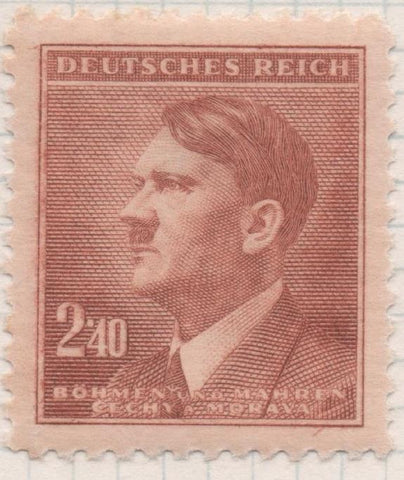 Sello E00275: hoja 23, Checoslovaquia: Sello Marron claro dentado. Busto de Hitler, 2,40