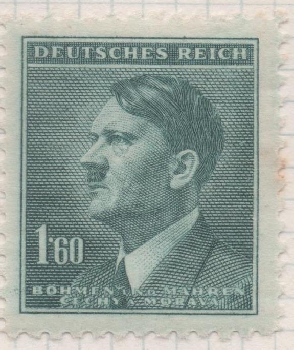 Sello E00273: hoja 23, Checoslovaquia: Sello Verde dentado. Busto de Hitler, 160
