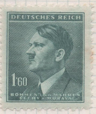 Sello E00273: hoja 23, Checoslovaquia: Sello Verde dentado. Busto de Hitler, 160