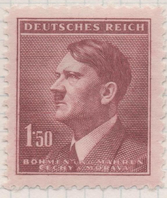 Sello E00272: hoja 23, Checoslovaquia: Sello Marron dentado. Busto de Hitler, 150