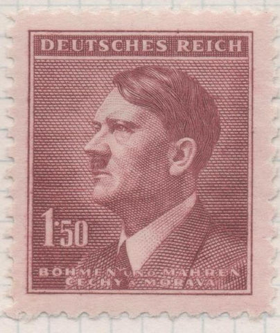 Sello E00272: hoja 23, Checoslovaquia: Sello Marron dentado. Busto de Hitler, 150