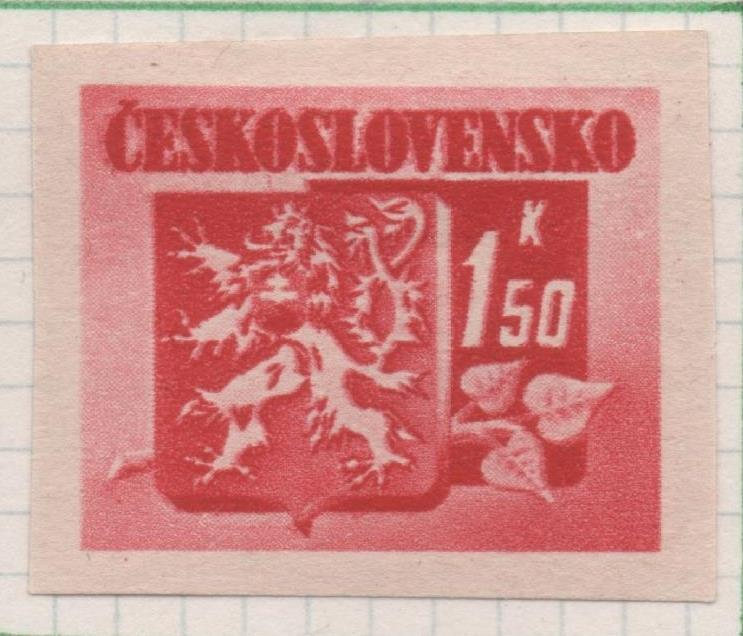 Sello E00304: hoja 25, Checoslovaquia: Sello Rojo dentado. Emisión de Bratislavva (Escudos de la Republica), 1,50 Koruna