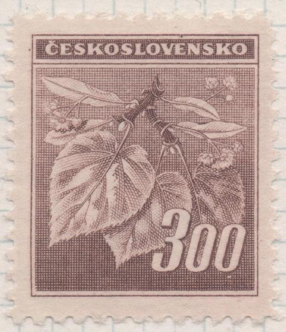 Sello E00319: hoja 25, Checoslovaquia: Sello Marron dentado. Flor de Tilo, 300