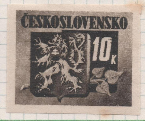 Sello E00311: hoja 25, Checoslovaquia: Sello Negro dentado. Emisión de Bratislava (Escudos de la Republica), 10 Korun