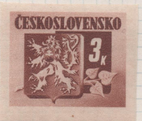 Sello E00308: hoja 25, Checoslovaquia: Sello Marron dentado. Emisión de Bratislava ( Escudos de la Republica), 3 Koruny