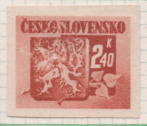 Sello E00306: hoja 25, Checoslovaquia: Sello Naranja dentado. Emisión de Bratislava (Escudo de la Republica), 2,40 Koruny