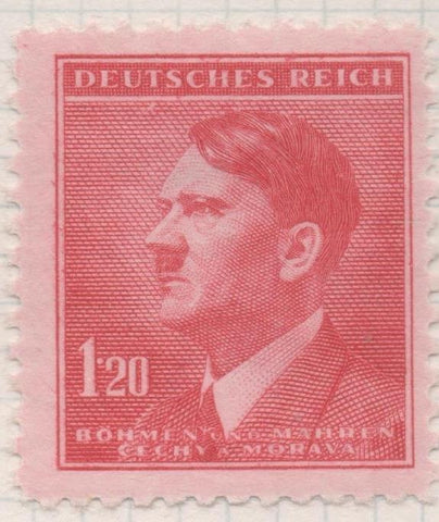 Sello E00271: hoja 23, Checoslovaquia: Sello Rojo dentado. Busto de Hitler, 1,20