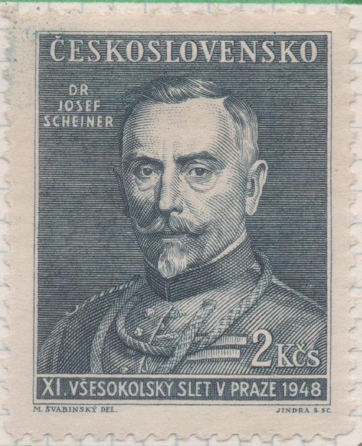 Sello E00406: hoja 29, Checoslovaquia: Sello Azul dentado. Dr Josef Scheiner. 2 Koruny